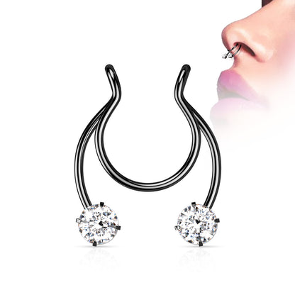 Clip on Horseshoe with Forward Facing Prong Set CZ