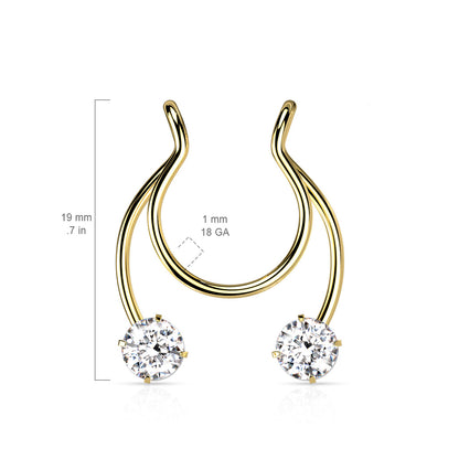 Clip on Horseshoe with Forward Facing Prong Set CZ