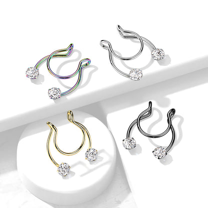 Clip on Horseshoe with Forward Facing Prong Set CZ