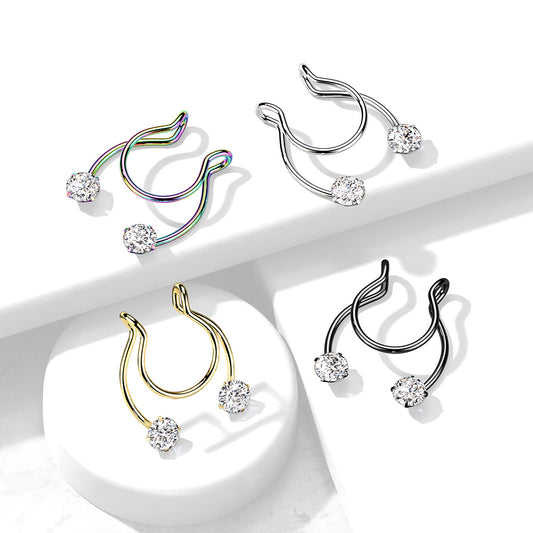 Clip on Horseshoe with Forward Facing Prong Set CZ