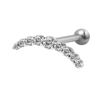 Jewelled CZ Curve Ball-Back Labret