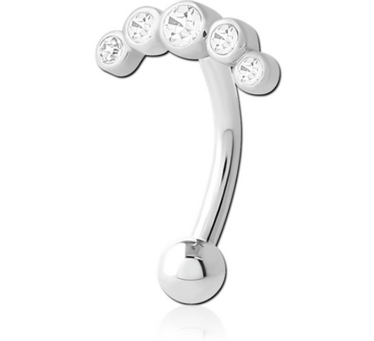 Micro Decorative 5 CZ Curved Barbell