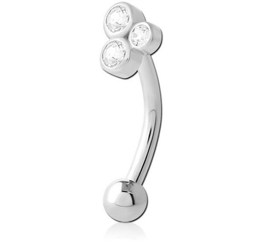 Micro Decorative Trio CZ Curved Barbell