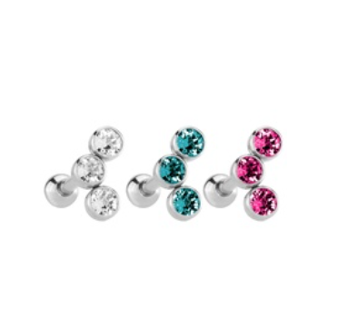 Triple CZ Disc Ball-Back Labret