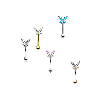 Curved Barbell Butterfly CZ Prong Set Top