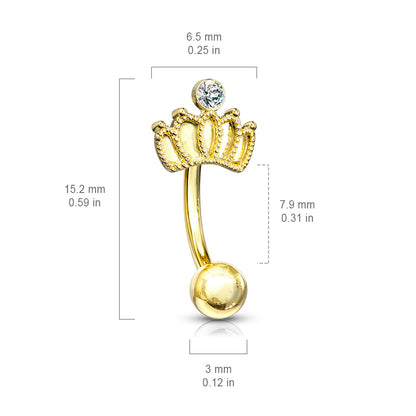 Curved Barbell Crown with Crystal