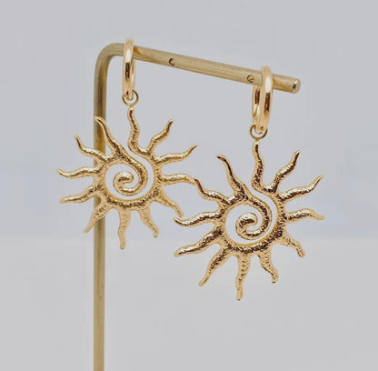 Spiral Sun Charm Earrings