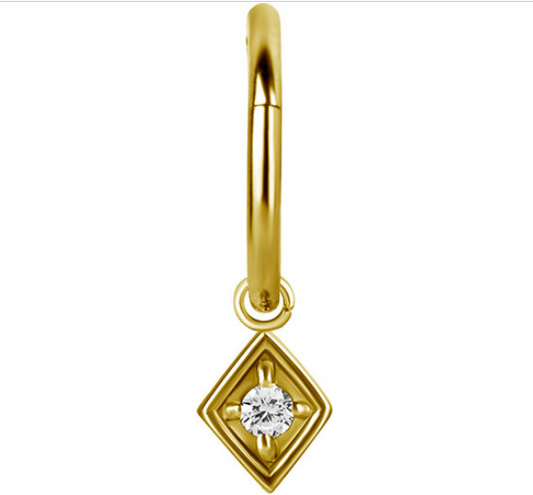 CZ Spade Charm Gold