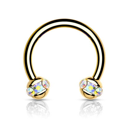 Crystals Paved ball Gold PVD Horseshoes