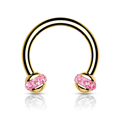 Crystals Paved ball Gold PVD Horseshoes