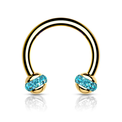 Crystals Paved ball Gold PVD Horseshoes