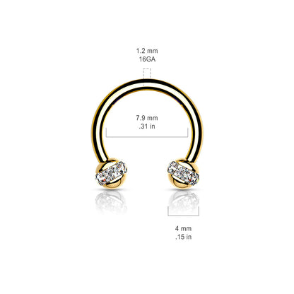 Crystals Paved ball Gold PVD Horseshoes