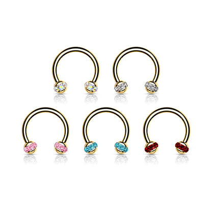 Crystals Paved ball Gold PVD Horseshoes