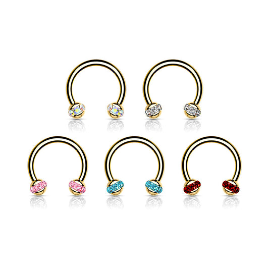 Crystals Paved ball Gold PVD Horseshoes