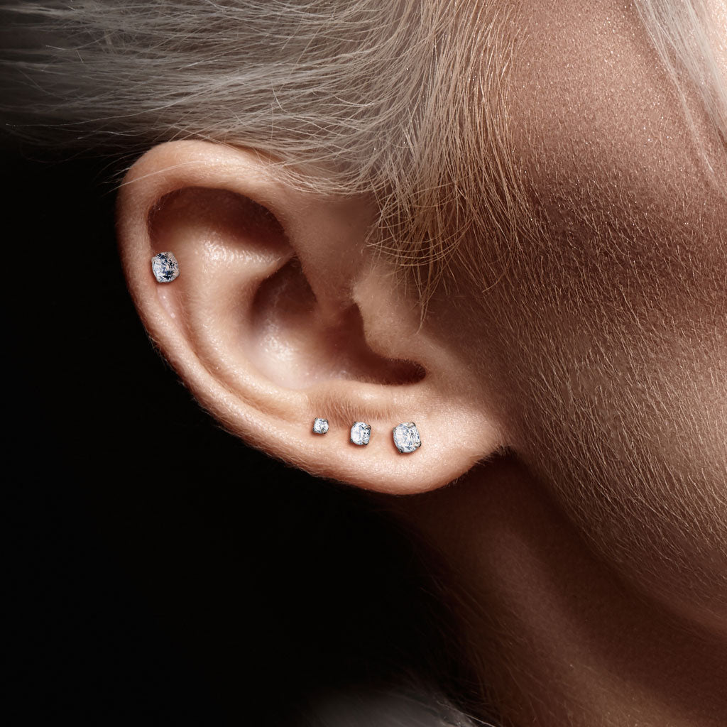 Threadless Prong Set CZ Top Flat Back Stud