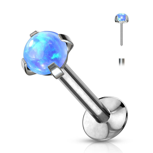 Threadless Flat Back Labret Opal Claw