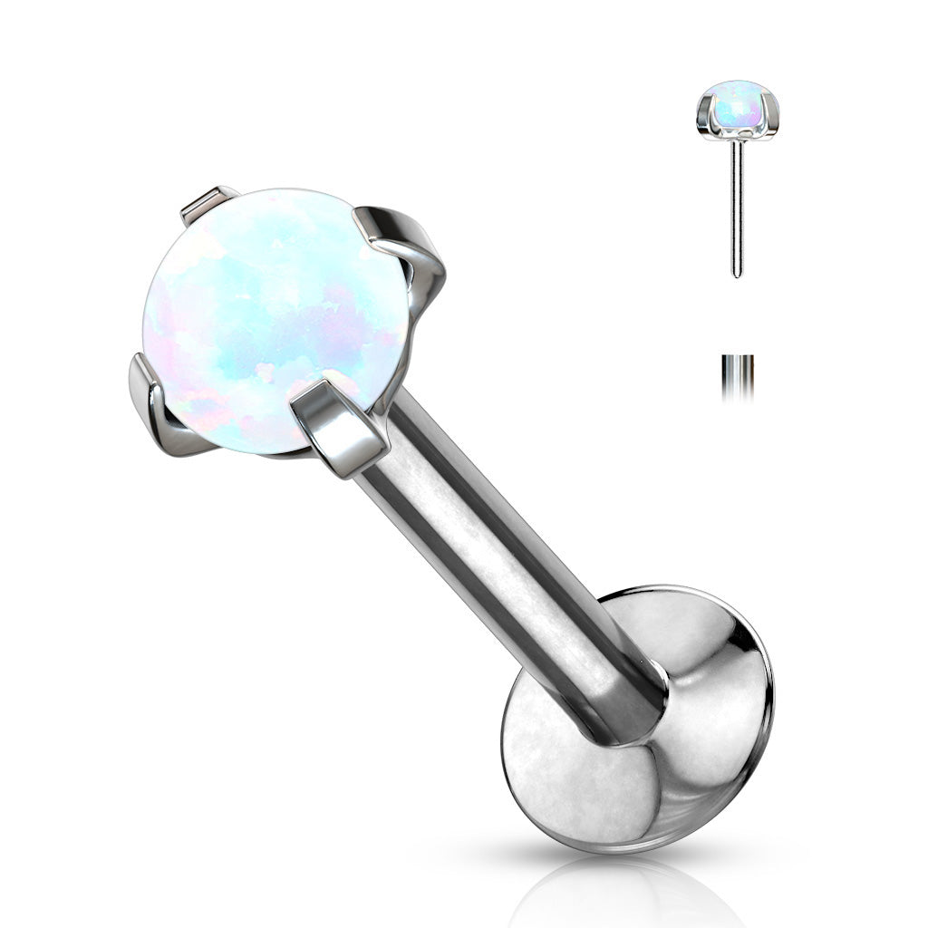 Threadless Flat Back Labret Opal Claw
