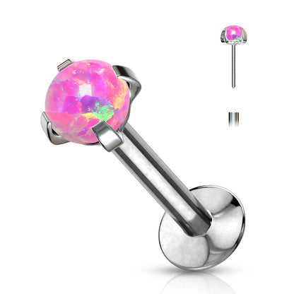 Threadless Flat Back Labret Opal Claw
