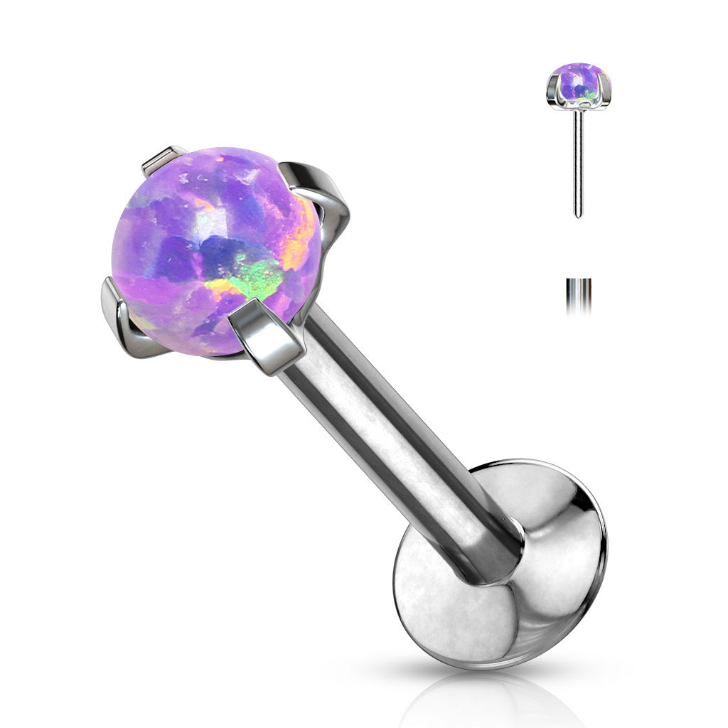 Threadless Flat Back Labret Opal Claw