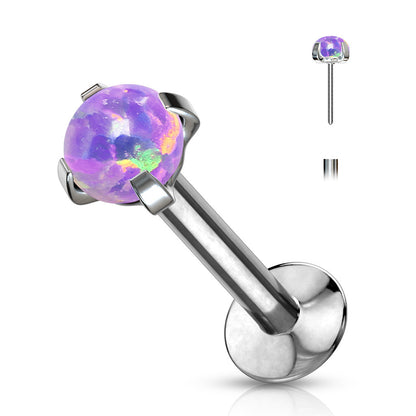 Threadless Flat Back Labret Opal Claw