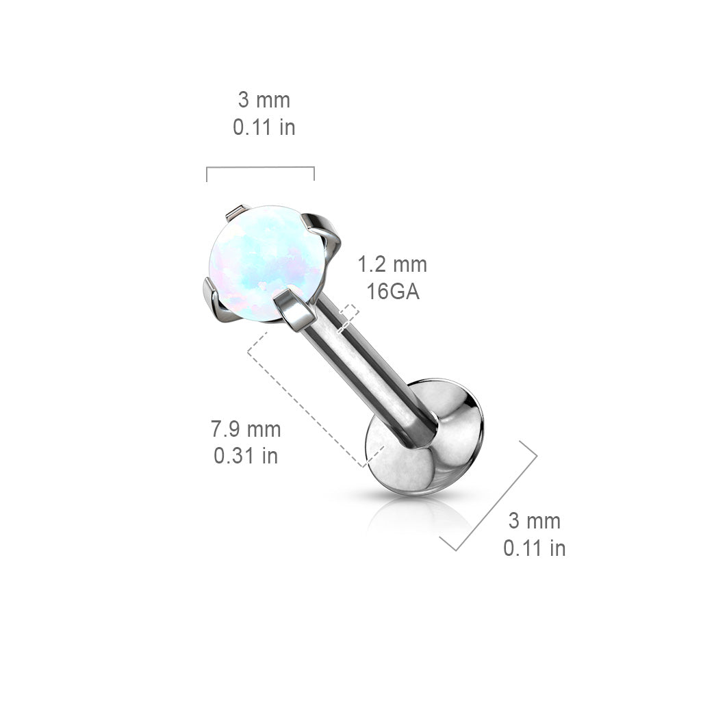 Threadless Flat Back Labret Opal Claw