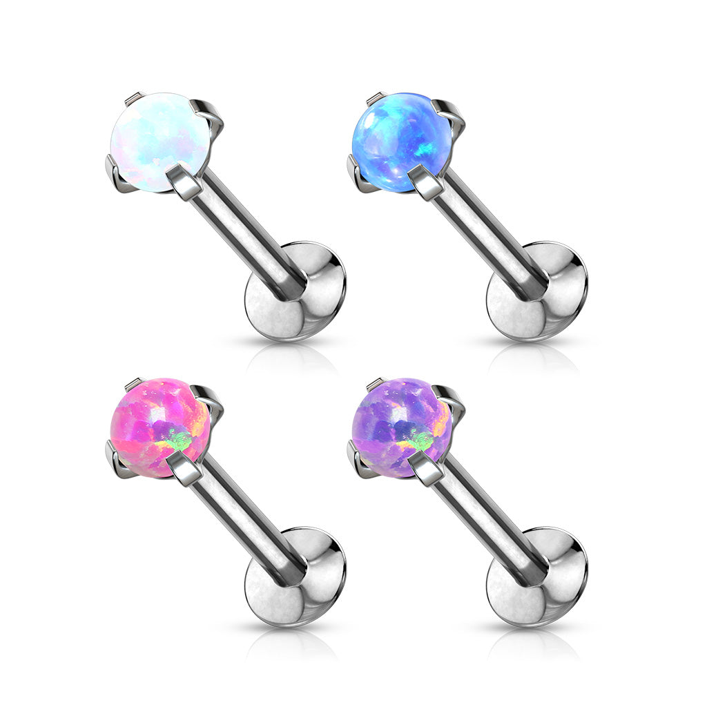 Threadless Flat Back Labret Opal Claw