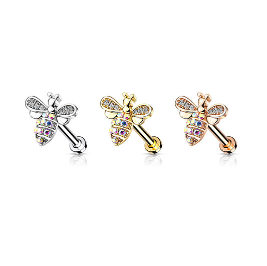 Micro CZ Paved Bee With AB Crystals