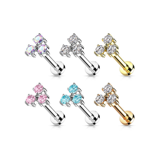 Triangle CZ Set Flat Back Studs