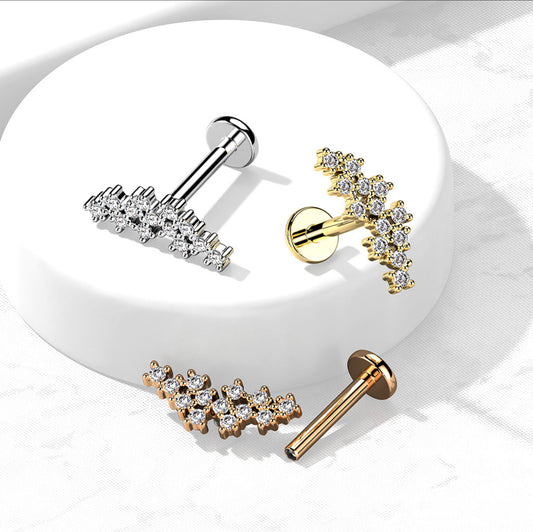 Cluster of Prong Set CZ Top Flat Back Stud