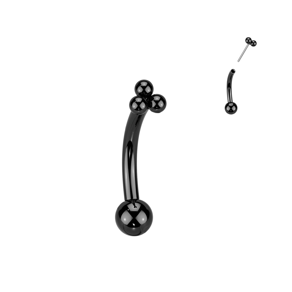 Threadless Curved Barbell With Triangular Trinity Ball Cluster Top