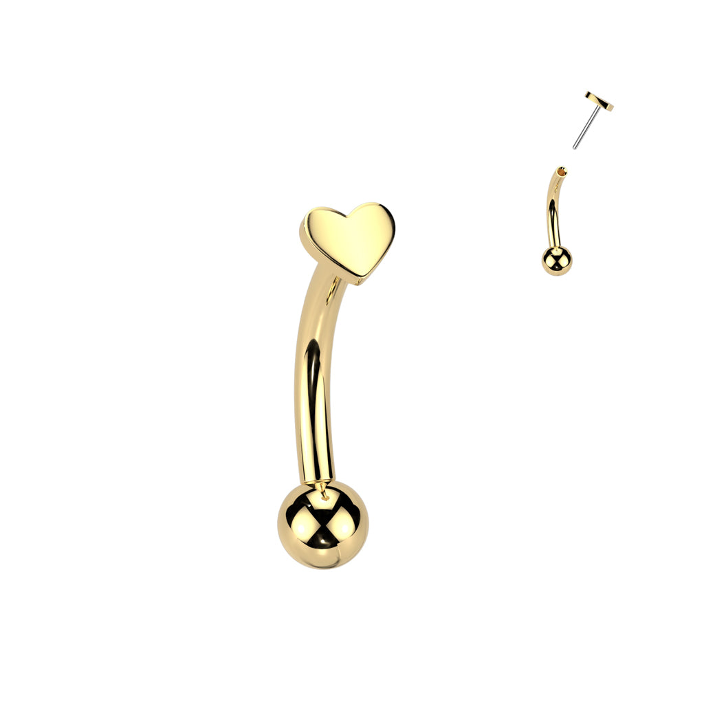 Threadless Curved Barbell With Heart Top