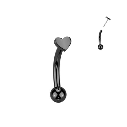 Threadless Curved Barbell With Heart Top