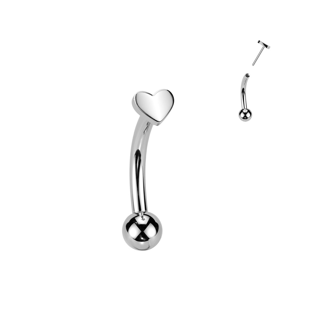 Threadless Curved Barbell With Heart Top