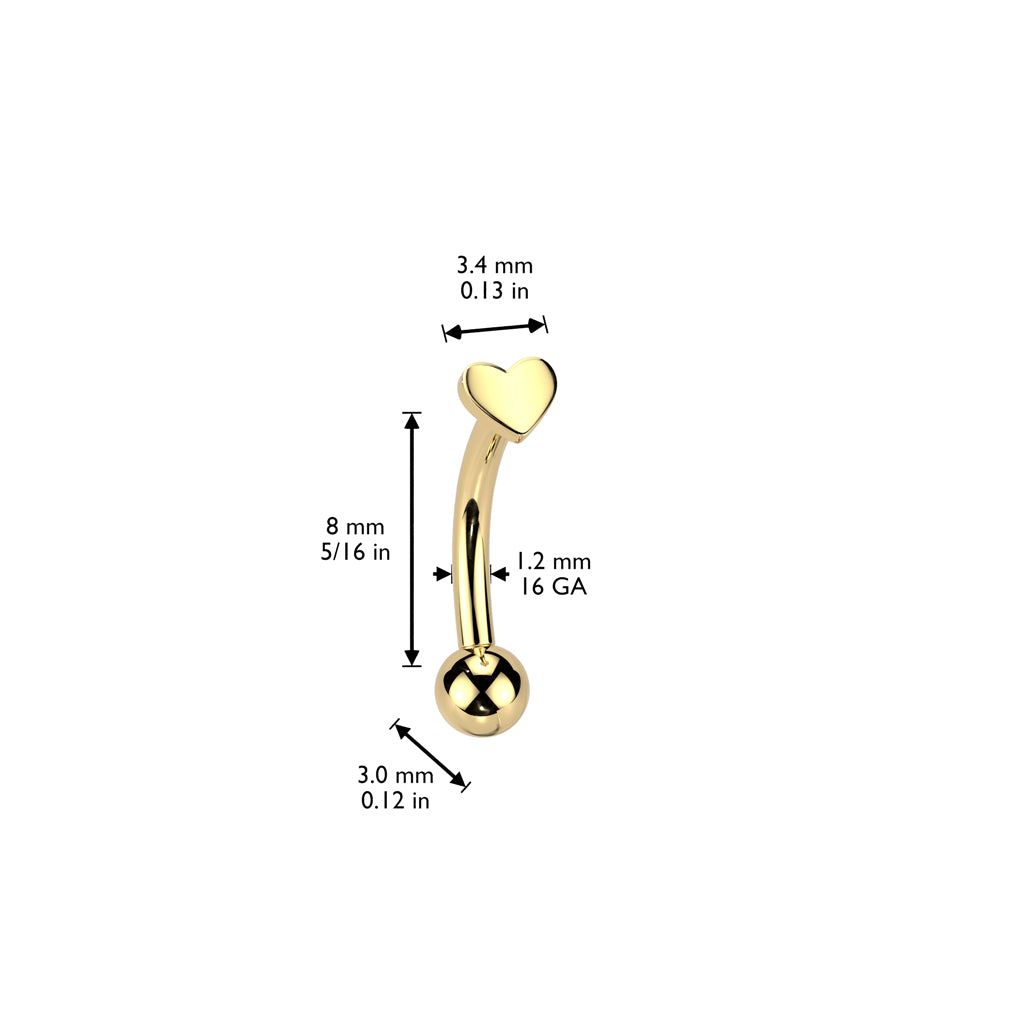 Threadless Curved Barbell With Heart Top