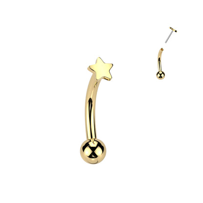 Threadless Curved Barbell With Star Top