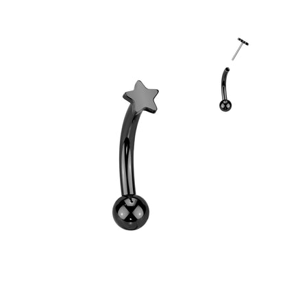 Threadless Curved Barbell With Star Top