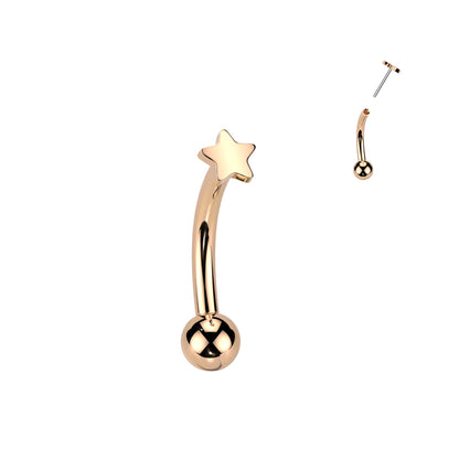 Threadless Curved Barbell With Star Top