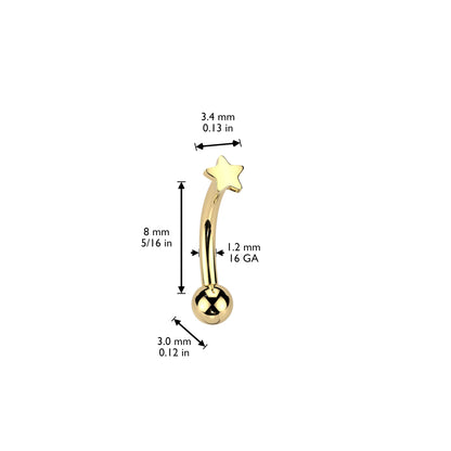 Threadless Curved Barbell With Star Top