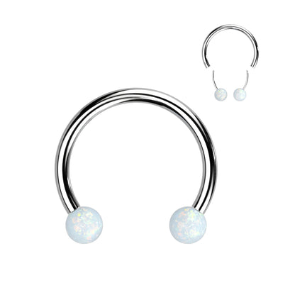 Threadless Horseshoe With Opal Ball Ends