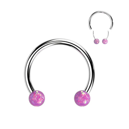 Threadless Horseshoe With Opal Ball Ends