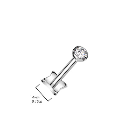 Threadless Diamond Base Labret With Bezel Set CZ Ball Top