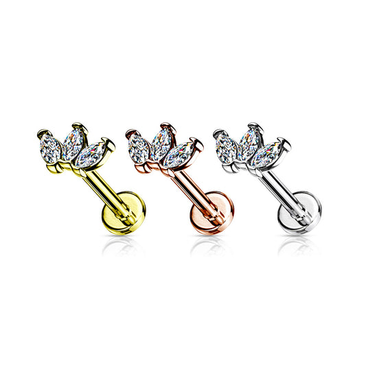 Labret Triple Marquise CZ Fan