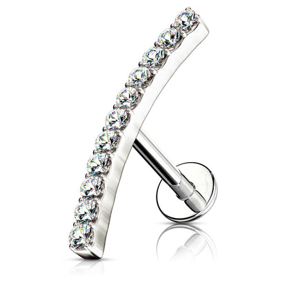 Labret Lined CZ Curve Top