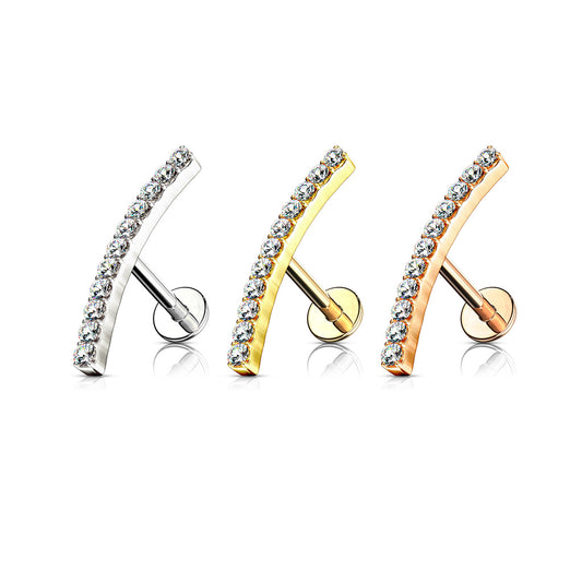 Labret Lined CZ Curve Top