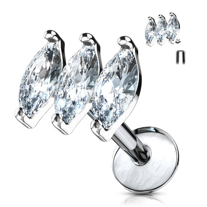 Triple Marquise CZ Prong Set Top
