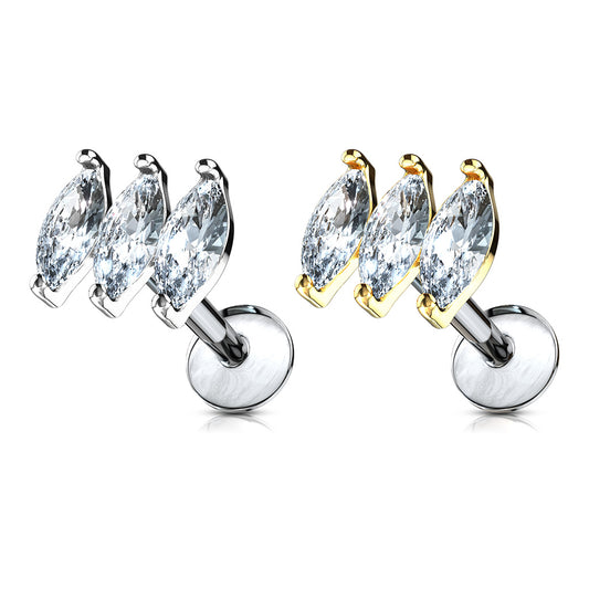 Triple Marquise CZ Prong Set Top