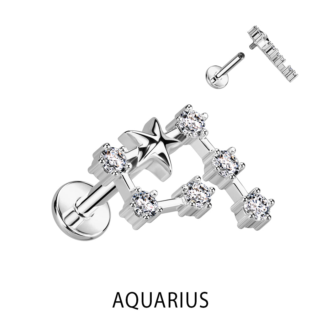 Silver CZ Zodiac Constellation Labret Stud