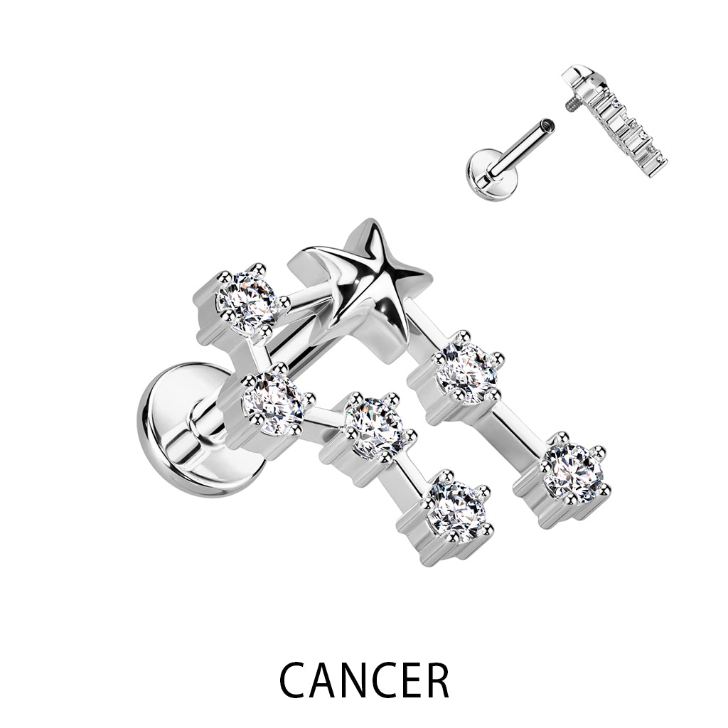 Silver CZ Zodiac Constellation Labret Stud