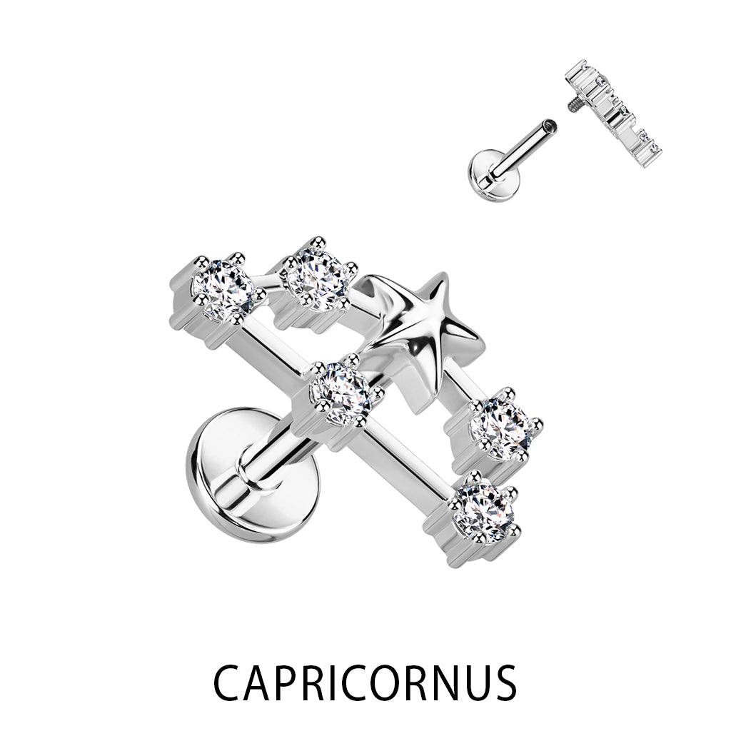 Silver CZ Zodiac Constellation Labret Stud