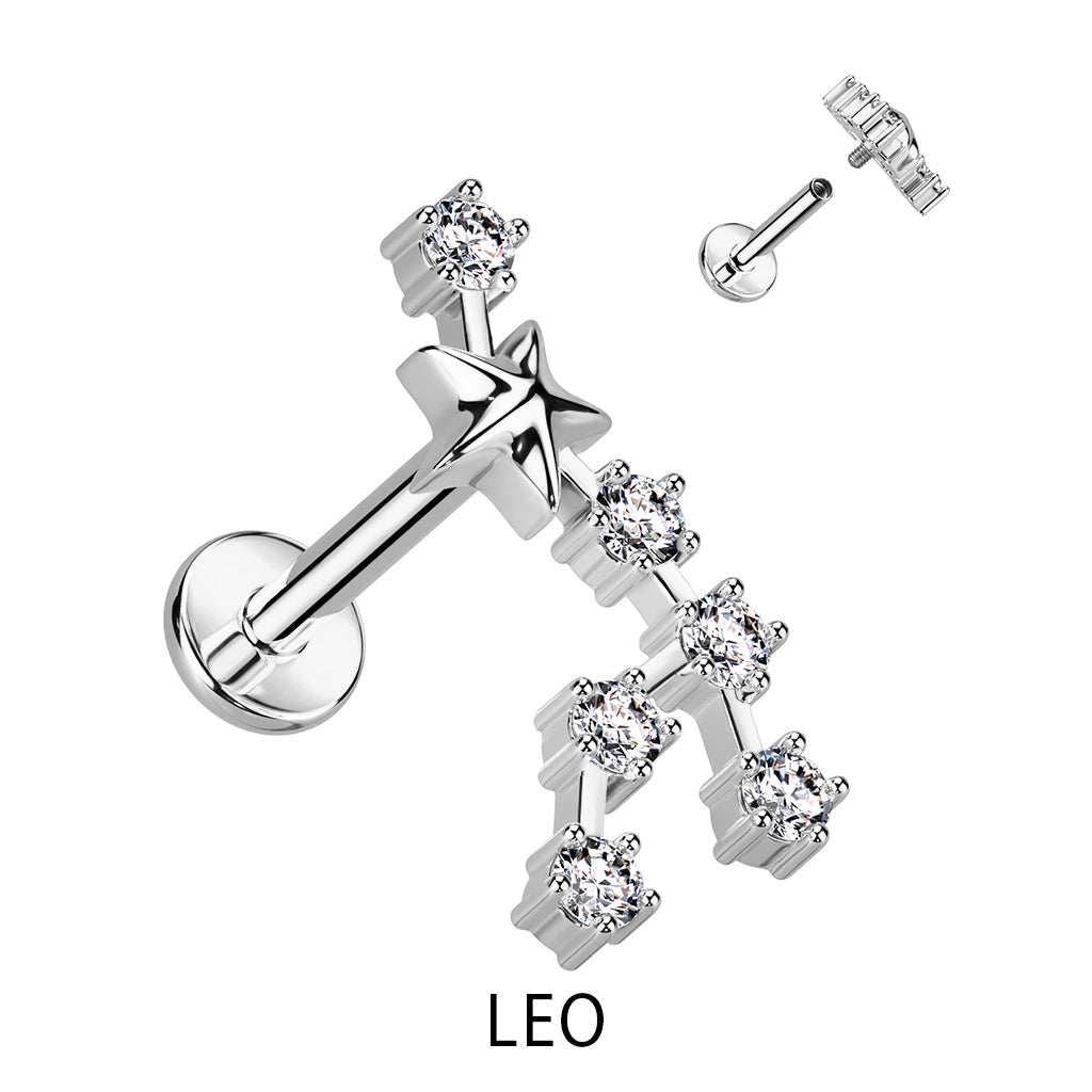 Silver CZ Zodiac Constellation Labret Stud